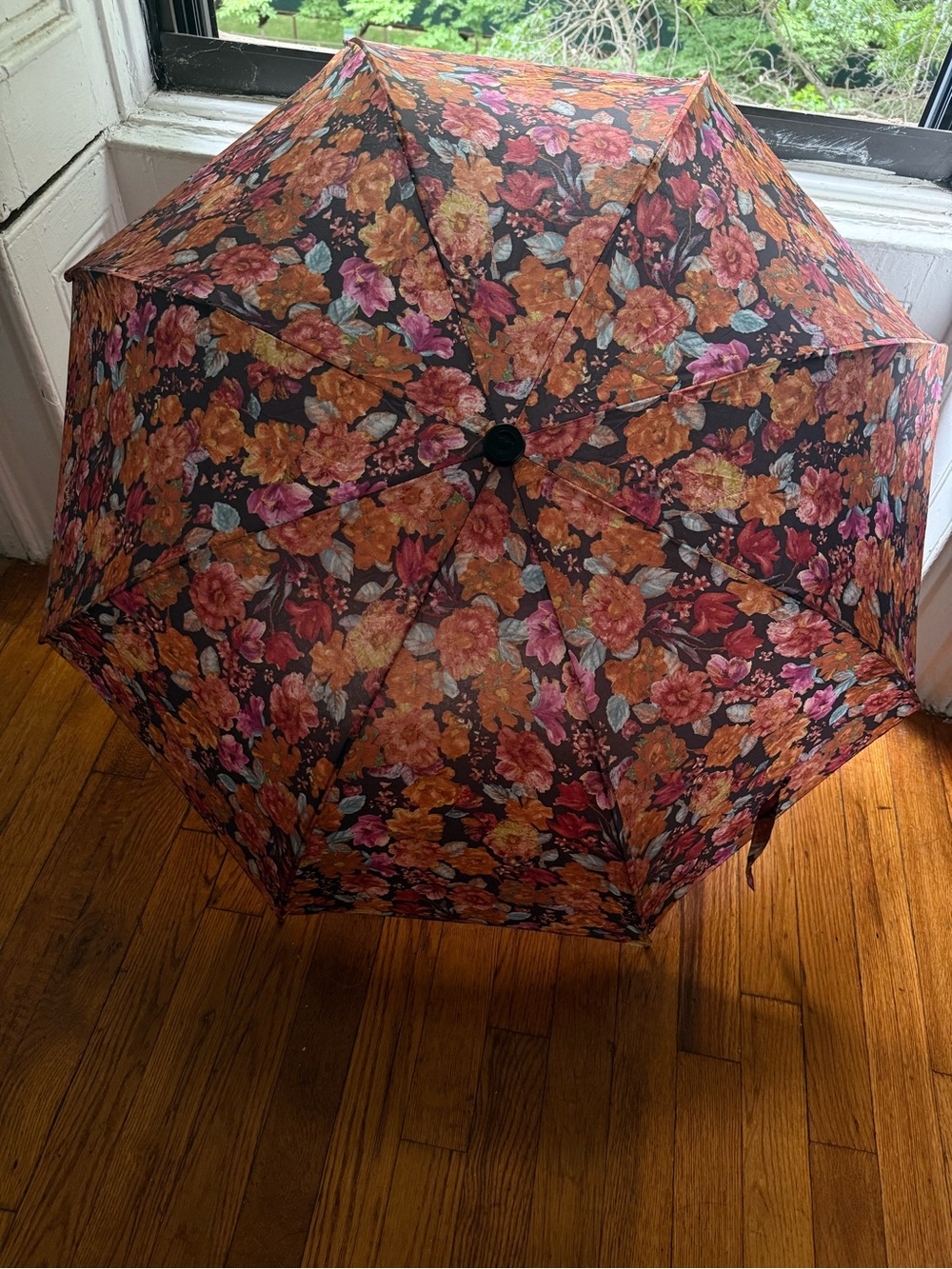 Vintage Valentino Garavani Floral Umbrella 80s 90s Crook Handle